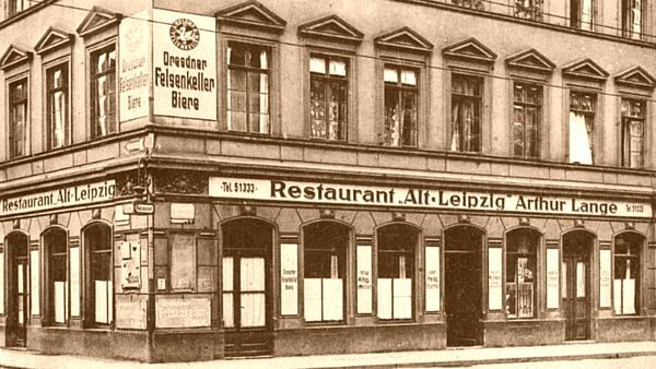 Im Erdgeschoss des Hotels "Stadt Leipzig" war einst ein Restaurant. Postkarte von 1929