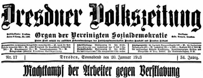 Dresdner Volkszeitung vom Januar 1923
