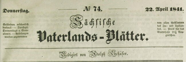 Sächsische Vaterlandsblätter, Nr. 74 vom 22. April 1841