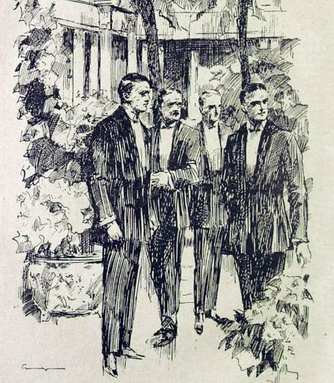 Herren in den 1920ern - zeitgenössische Zeichnung