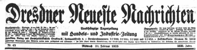Dresdner Neueste Nachrichten vom 21. Februar 1923