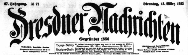 Dresdner Nachrichten vom 13. März 1923