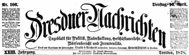 Dresdner Nachrichten vom 16. April 1878