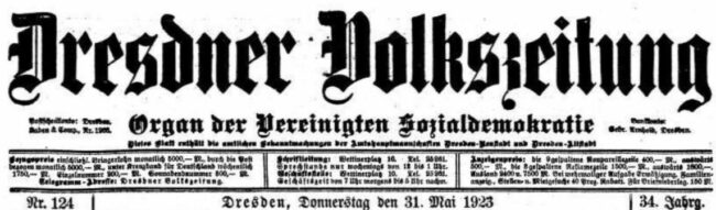 Dresdner Volkszeitung vom 31.  Mai 1923