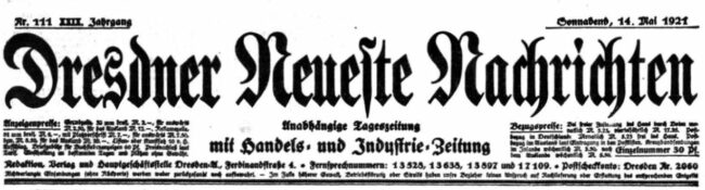 Dresdner Neueste Nachrichten vom 14. Mai 1921