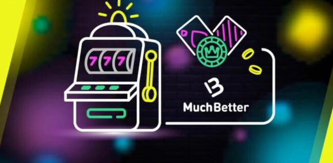 MuchBetter-Logo auf dem Hintergrund eines Spielautomaten