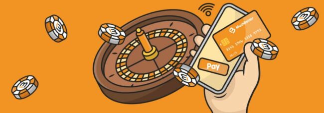 MuchBetter-Logo auf einem Hintergrund mit Roulette und Casino-Chips