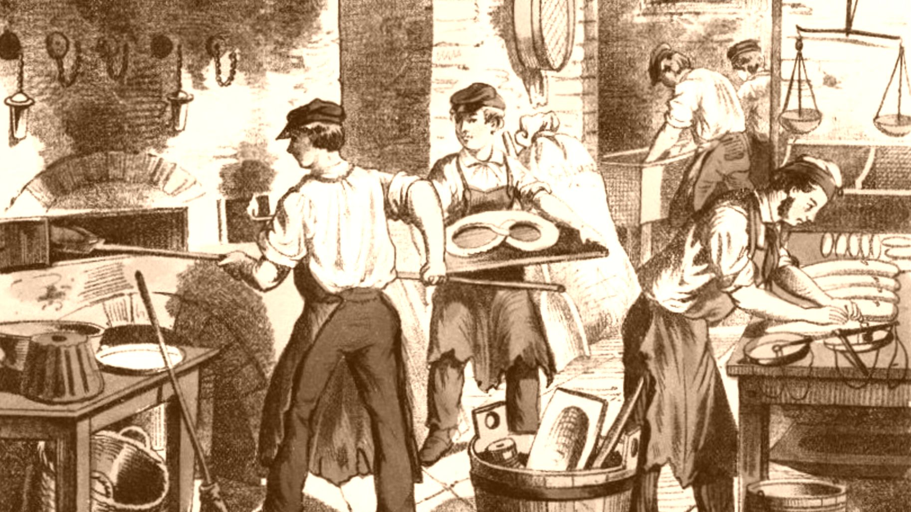 Zeitgenössische Illustration einer Bäckerei