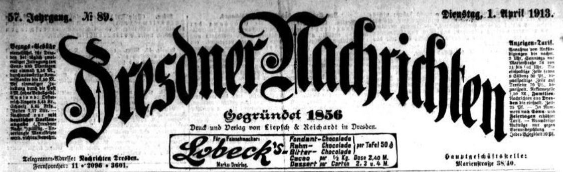 Dresdner Nachrichten vom 1. April 1913