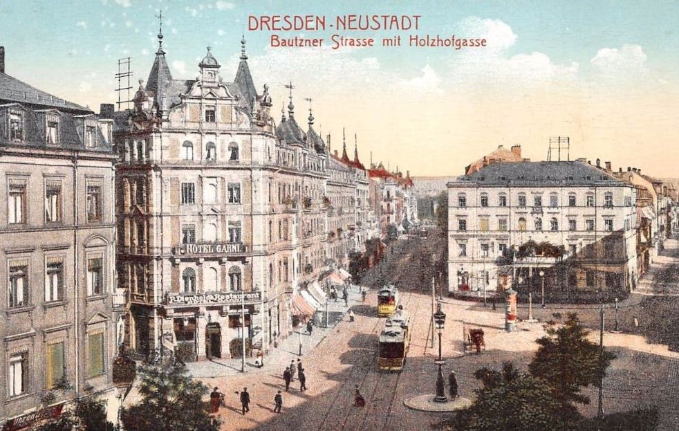 Bautzner Straße, zeitgenössische Postkarte