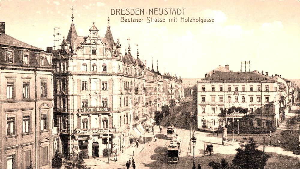 Bautzner Straße, zeitgenössische Postkarte