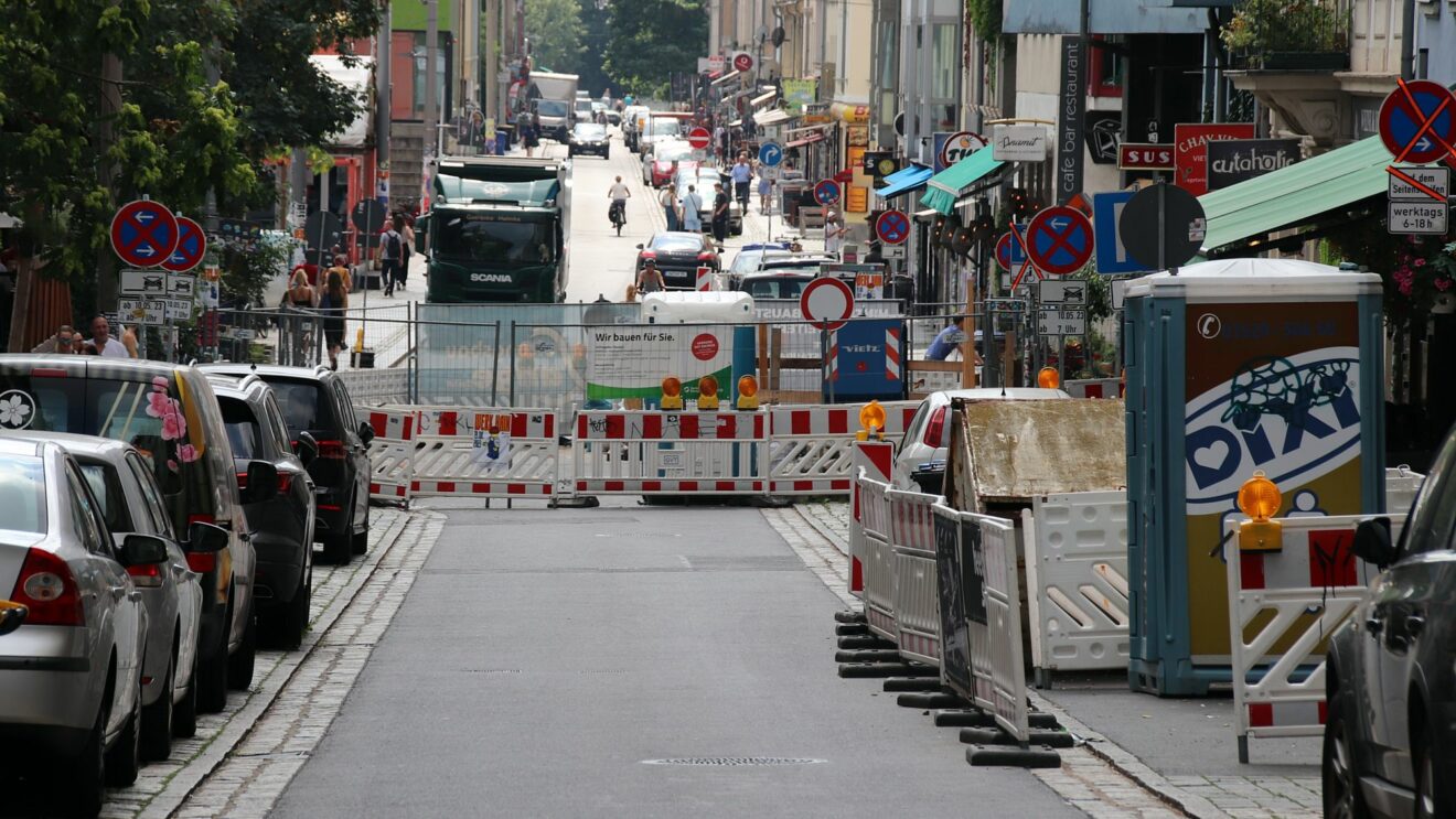 Die Alaunstraße ist für Kraftfahrzeuge derzeit eine Sackgasse.