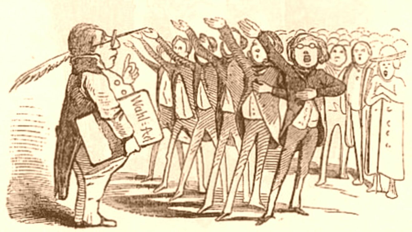 Kandidatenauswahl im Vormärz, Karikatur in der Leuchtkugel, München 1848