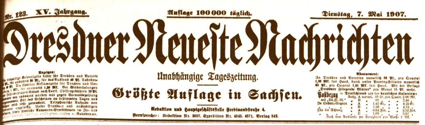 Dresdner Neueste Nachrichten vom 7. Mai 1907