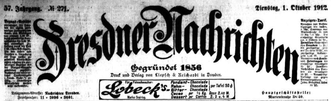 Dresdner Nachrichten vom 1. Oktober 1912