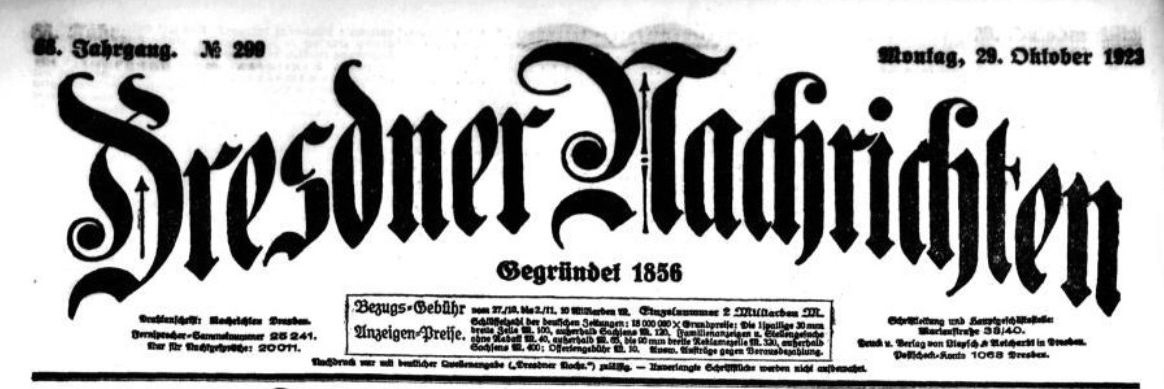 Dresdner Nachrichten vom 29. Oktober 1923