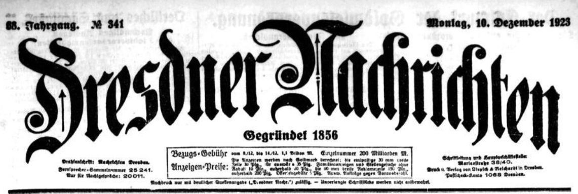 Dresdner Nachrichten vom 10. Dezember 1923