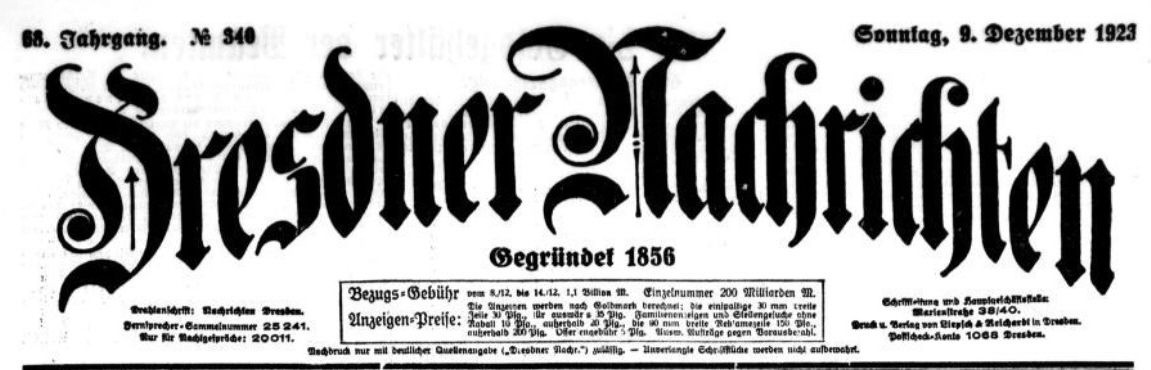 Dresdner Nachrichten vom 9. Dezember 1923