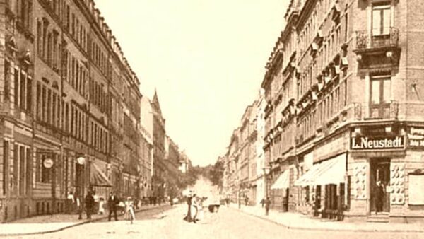Oppellstraße um 1910 - zeitgenössische Postkarte, Ausschnitt.