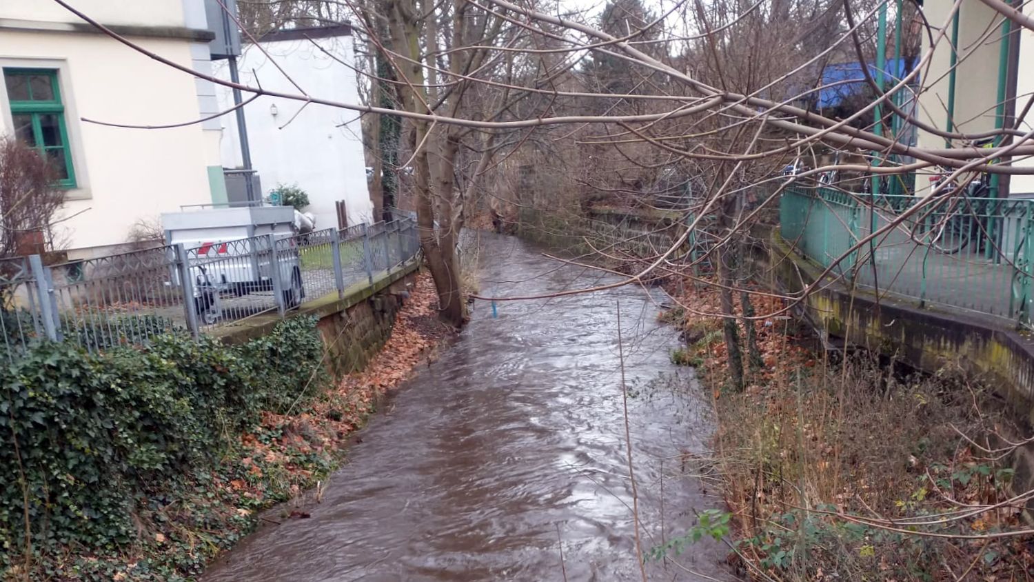 Hoher Wasserstand auch an der Prießnitz.