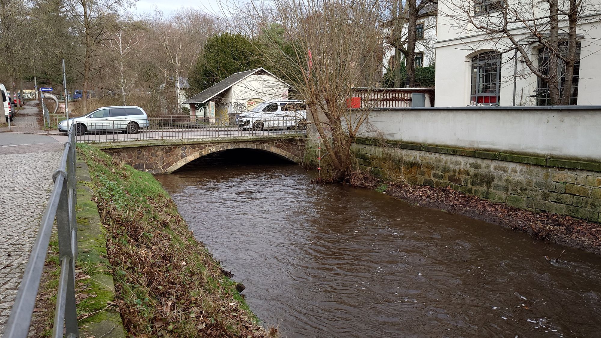 Auch die Prießnitz führt deutlich mehr Wasser als normal.