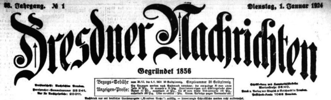 Dresdner Nachrichten vom 1. Januar 1924