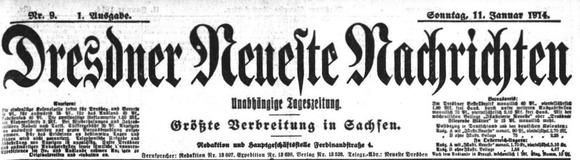 Dresdner Neueste Nachrichten vom 11. Januar 1914