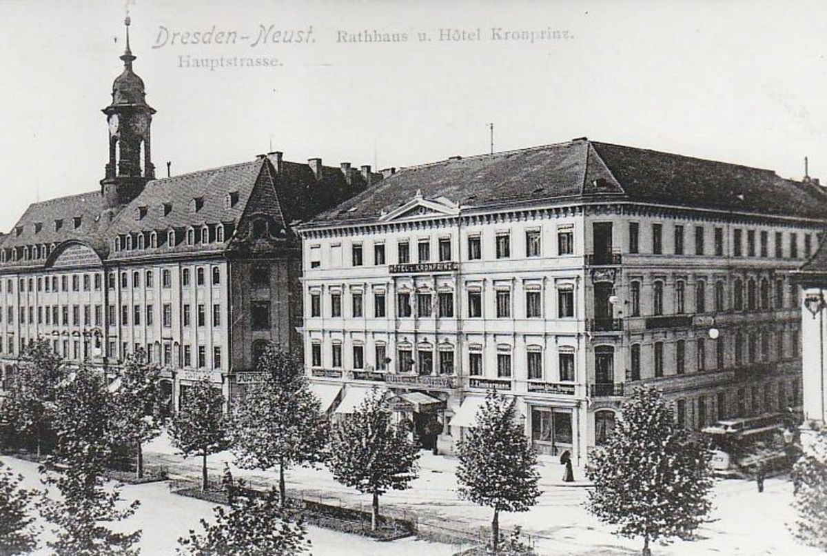 Hotel Kronprinz, Hauptstraße 5, neben dem Rathaus, Postkarte 1911