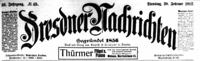Dresdner Nachrichten vom 20. Februar 1912