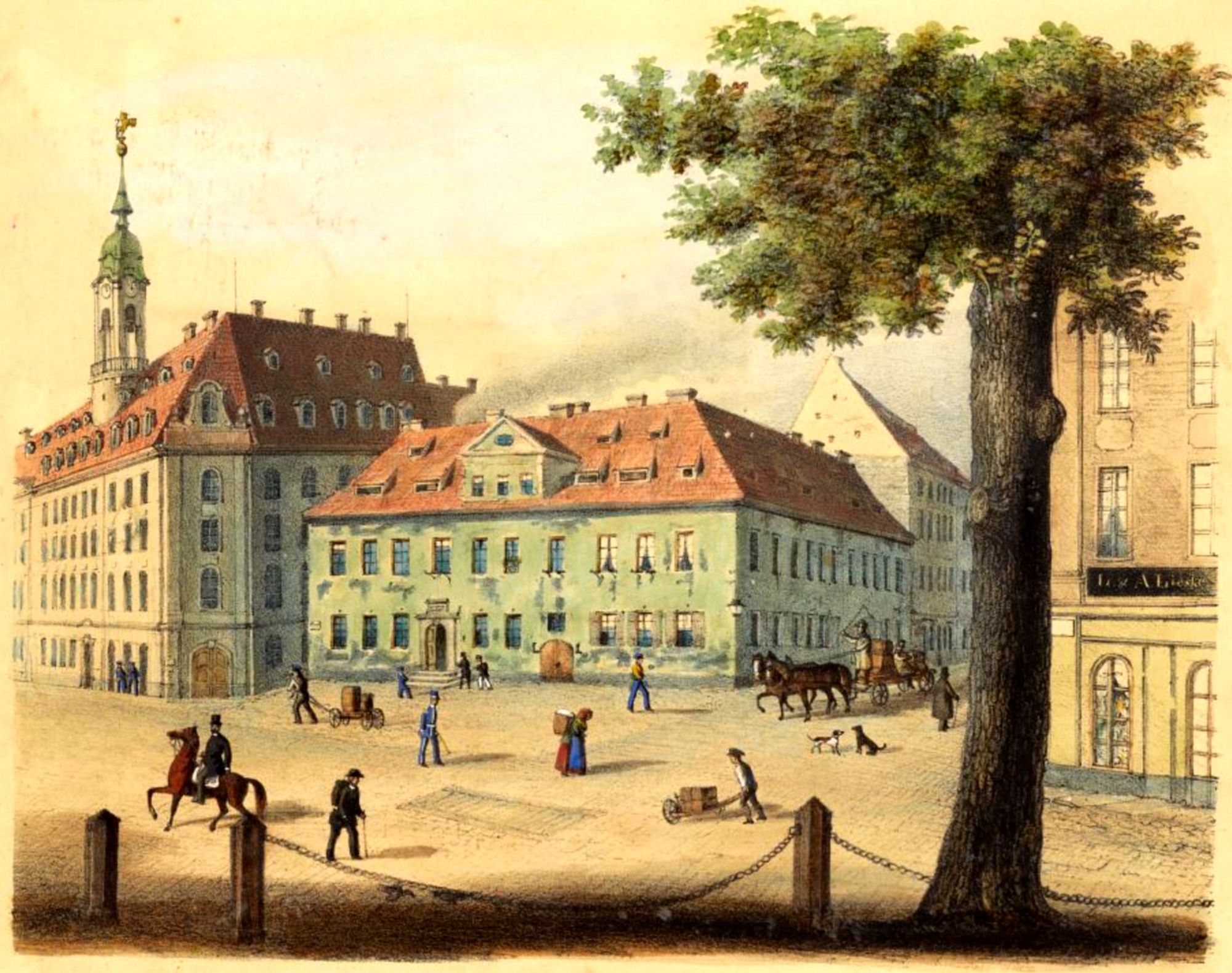 Neustädter Markt um 1850 - zeitgenössische Illustration