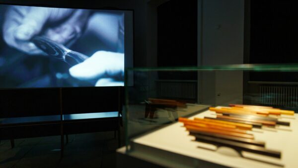 Eine von mehrere Video-Installationen in der Ausstellung "Ode an das Handwerk" im Japanischen Palais - Foto: Oliver Killig