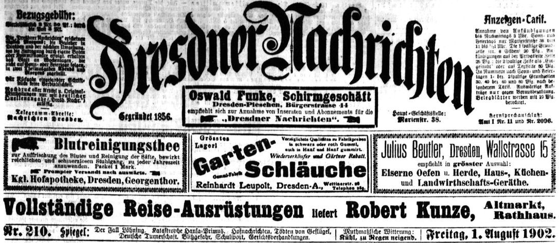 Dresdner Nachrichten vom 1. August 1902