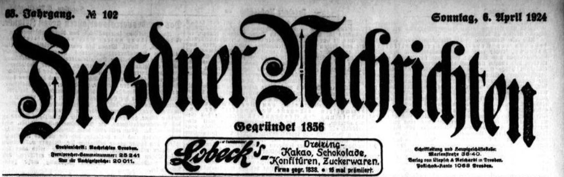 Dresdner Nachrichten vom 6. April 1924