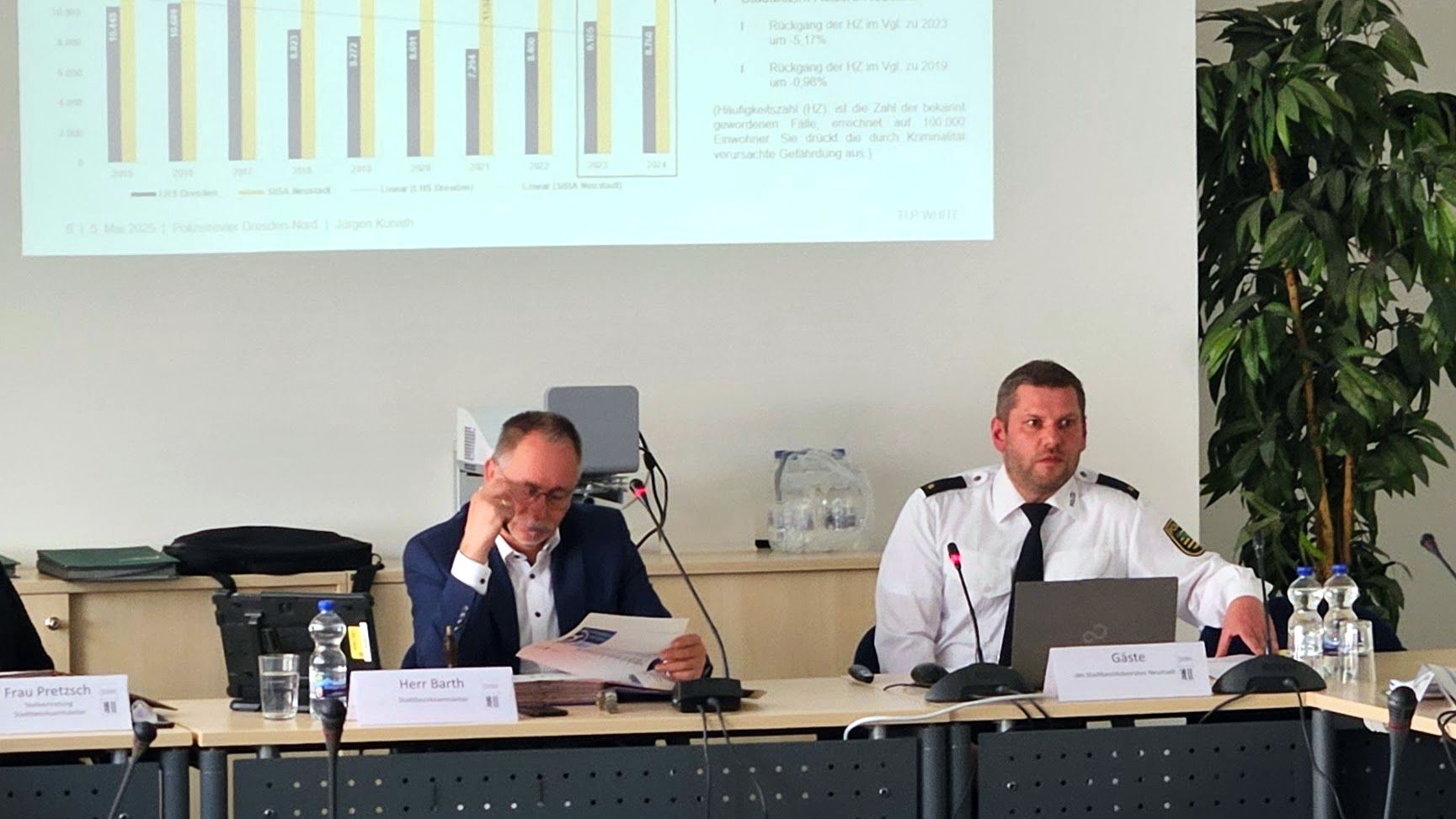 Revierleiter Jürgen Kunath bei der Vorstellung der Statistik im Stadtbezirksbeirat Neustadt. Foto: Anton Launer
