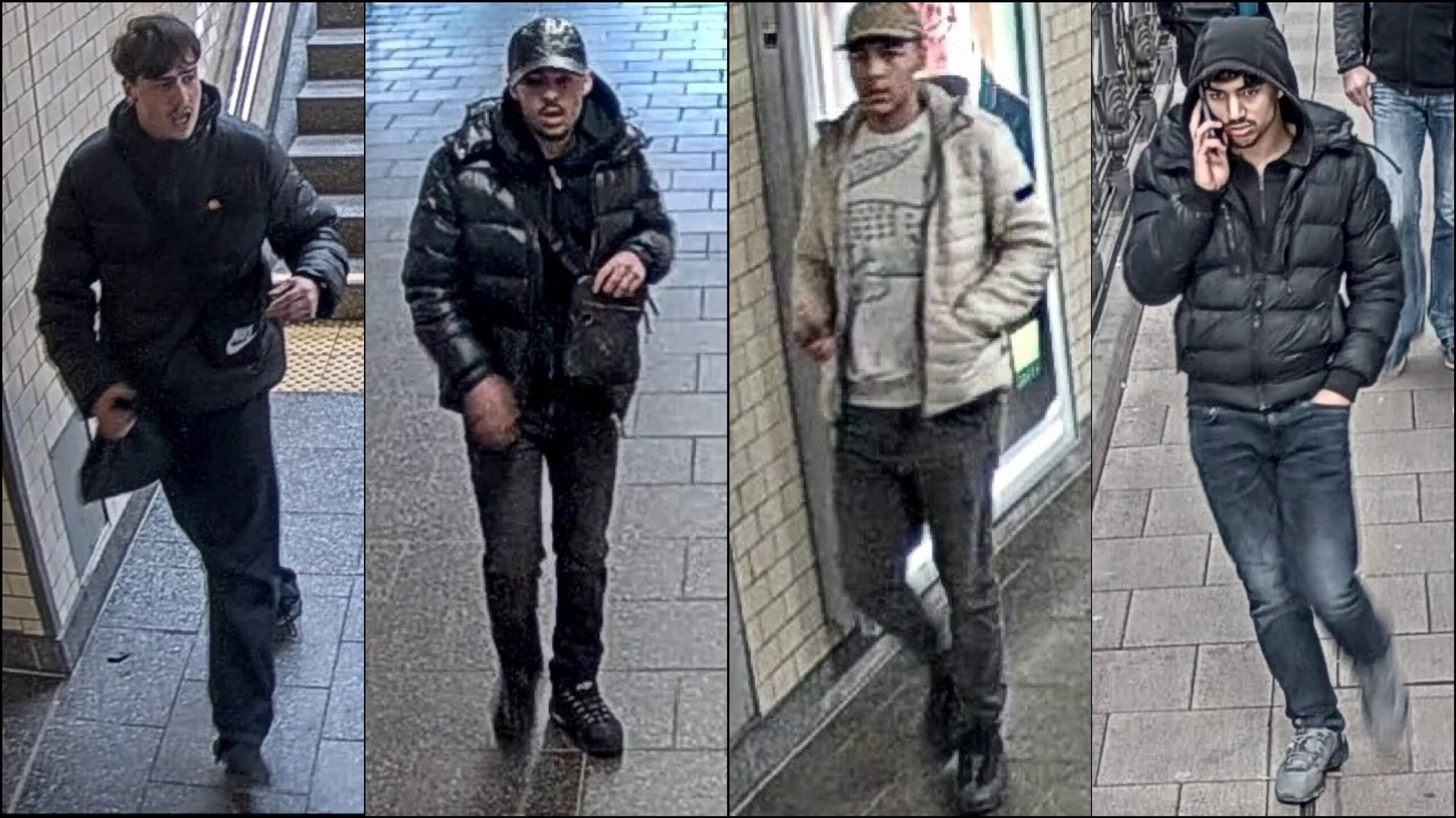 Person 5, 4, 7 und 6, nach denen die Bundespolizei fahndet. - Fotos: Bundespolizei