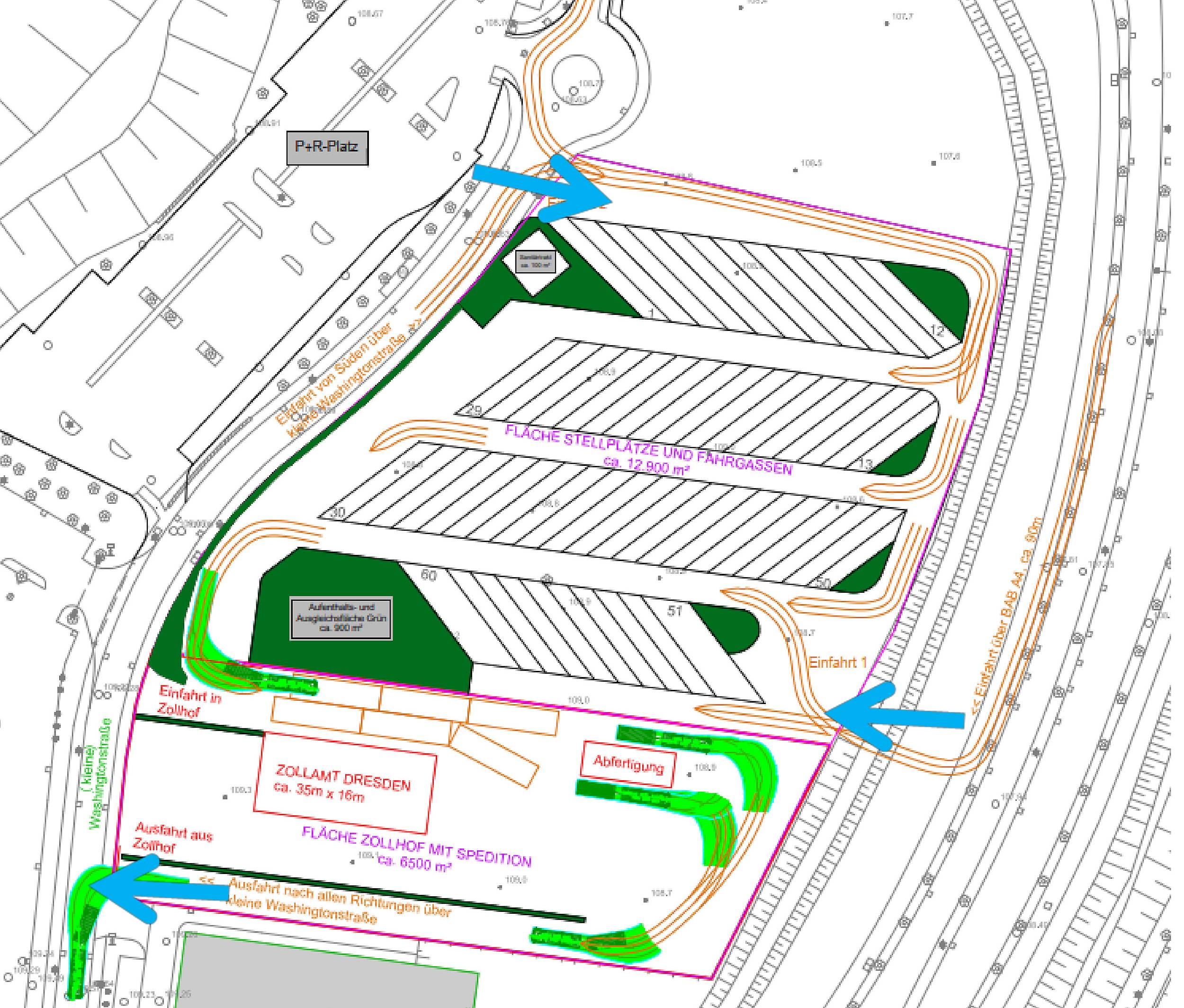 Anpassungen am Standort Washingtonstraße - Skizze: Stadtverwaltung Dresden