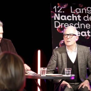 Stephan Hoffmann, Geschäftsführer und Künstlerischer Leiter des Societaetstheaters Dresden und Joachim Klement, Intendant des Staatsschauspiels Dresden stellten die Lange Nacht der Theater vor - Foto: Anton Launer