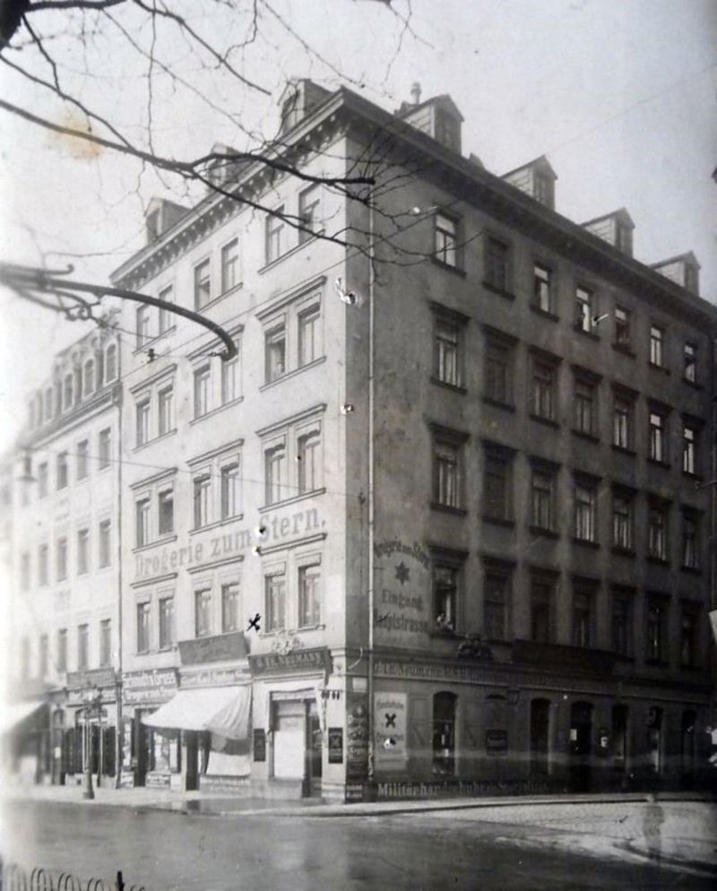 Obergraben, Ecke Hauptstraße - zeitgenössische Postkarte um 1918