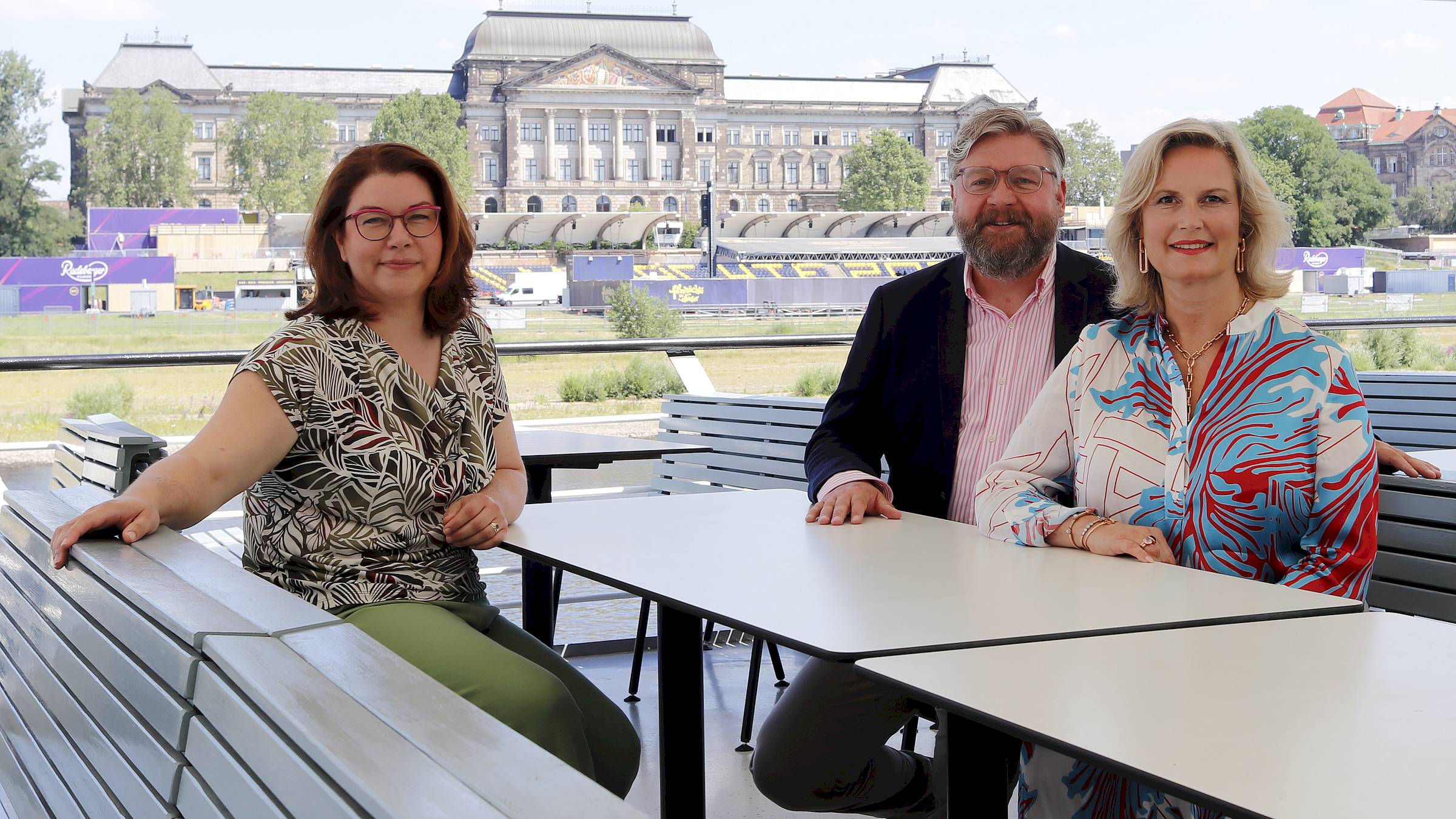In Vorfreude auf den Event im September: Astrid Rockel, Geschäftsführerin Weiße Flotte, Regisseur Thomas Reiche und Sopranistin Camilla Nylund.