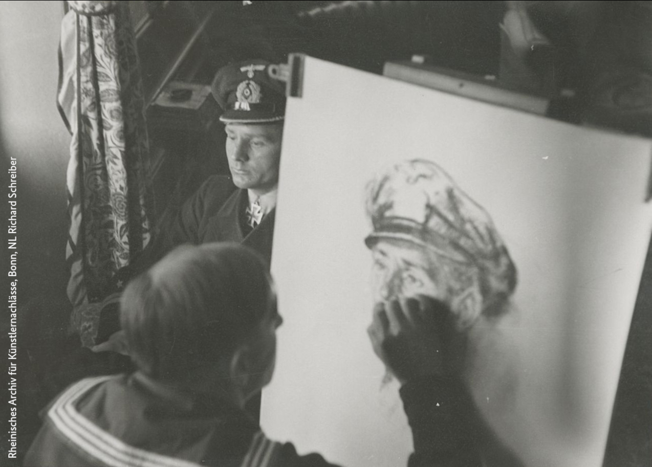 Der Maler Richard Schreiber porträtiert den U-Boot-Kommandanten Engelbert Endraß (1940/41) - Foto: Rheinisches Archiv für Künstlernachlässe, Bonn, NL Richard Schreiber