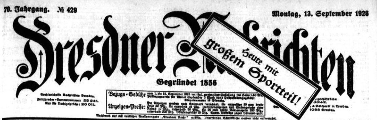 Dresdner Nachrichten vom 13. September 1926