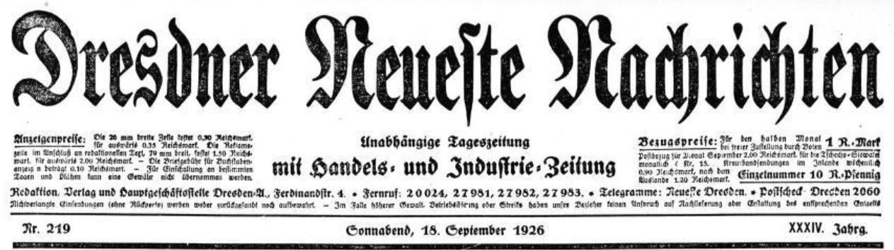 Dresdner Neueste Nachrichten vom 18. September 1926