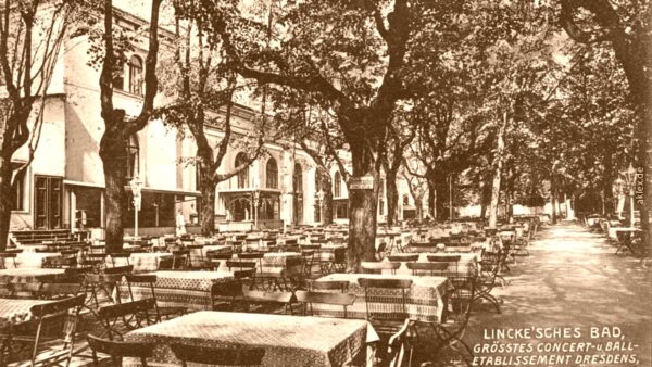 Biergarten vom Linckeschen Bad - Postkarte von 1914