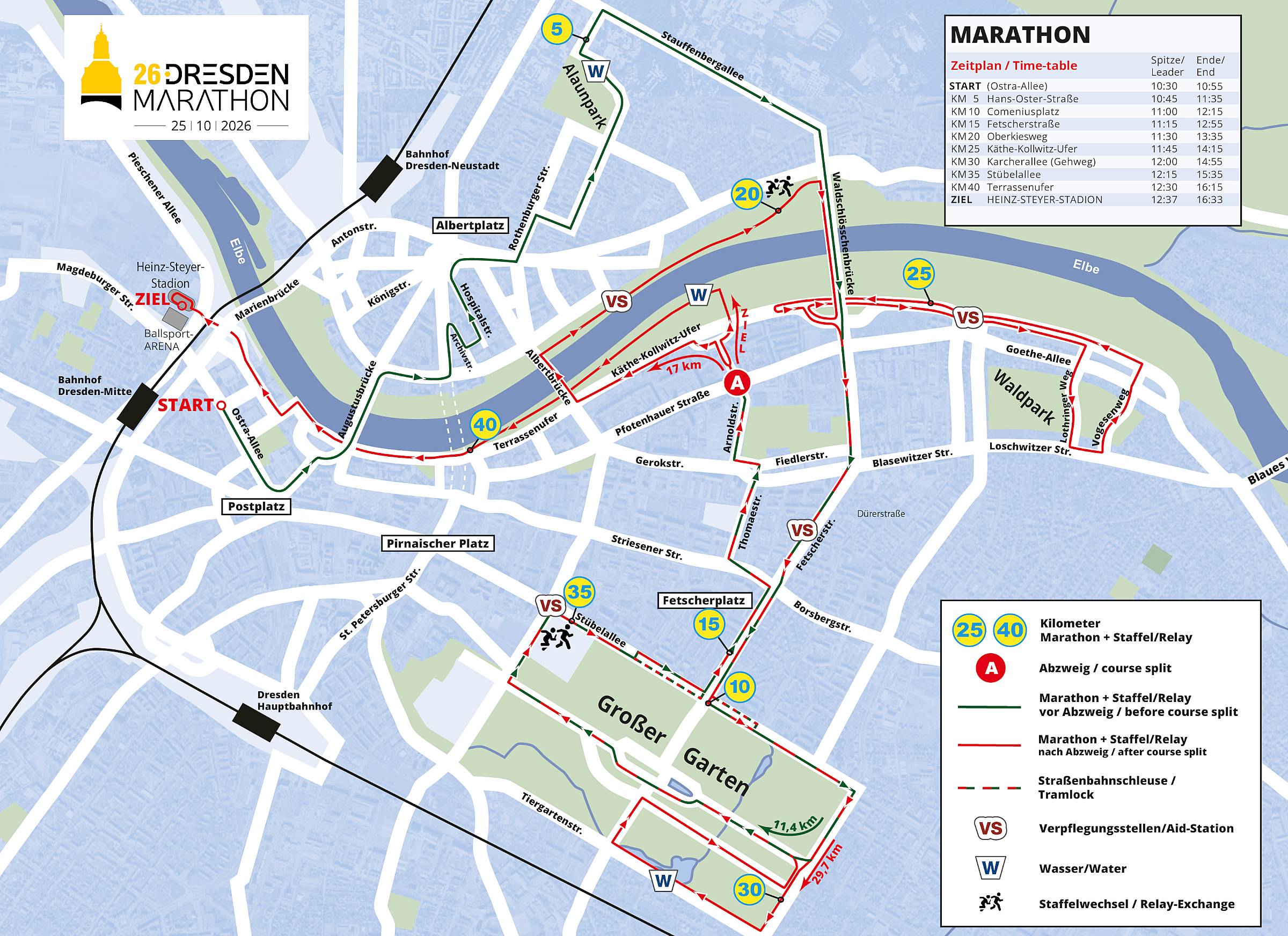 So ist die Streckenführung - Grafik: Dresden Marathon