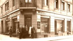 Das Weinlokal "Binger Hof" an der Alaunstraße, Ecke Sebnitzer Straße. Zeitgenössische Postkarte